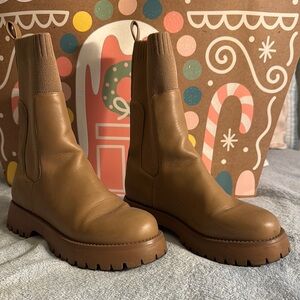 Brown pleather Ankle Boots size 8.5